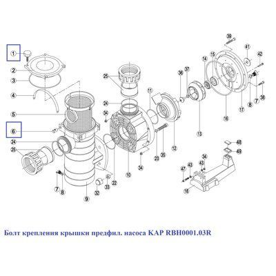 Болт кріплення кришки префільтра насоса Kripsol KAP (RBH0001.03R) 4231 фото
