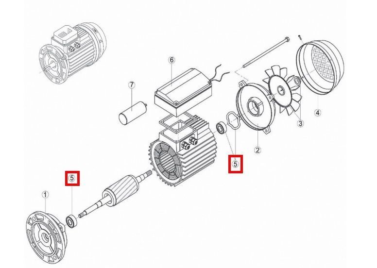 Підшипник Kripsol електродвигуна NK / OK / CK / KSE / EP / KNG RMOT0005.01R MEC 63 6304 фото