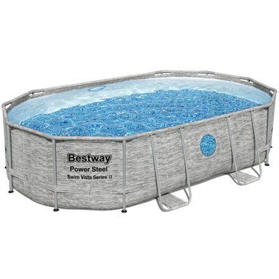 Каркасний басейн Bestway 56946 (488х305х107 см) з пісочним фільтром, драбиною та захисним тентом 5900 фото