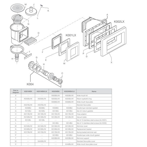 Скиммер Kokido Olimpic K001WBX/LX/W Standard универсальный (белый) 2122 фото