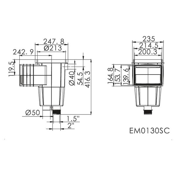 Скиммер Emaux EM0130-SC Standart (под бетон) квадратная крышка 5250 фото