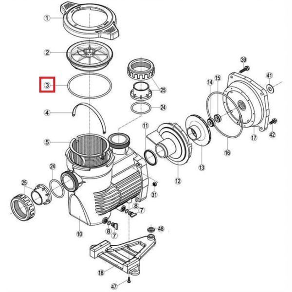 Ущільнююче кільце кришки префільтра насоса Hayward K-FLO (RPUM0003.09R) 7689 фото