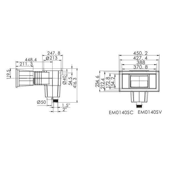 Скімер під лайнер Emaux EM0140-SV Wide, латунні вставки 5251 фото