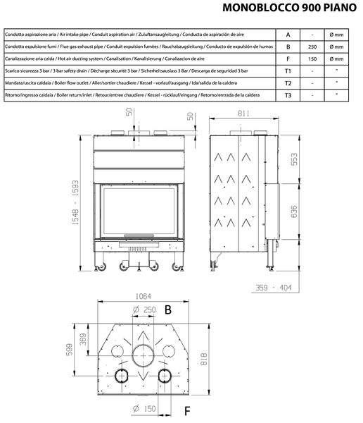 Камінна топка La Nordica MONOBLOCCO 900 PIANO 451 фото