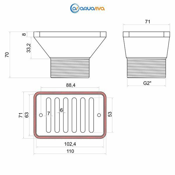 Форсунка всмоктуюча Aquaviva SP0029 для переливу, під бетон 7200 фото