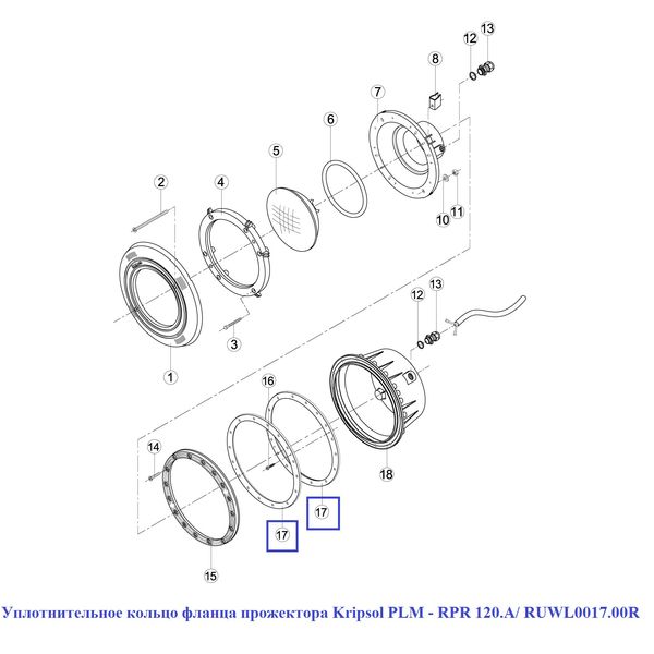 Уплотнительное кольцо фланца прожектора Kripsol PLM - RPR 120.A/ RUWL0017.00R 3097 фото