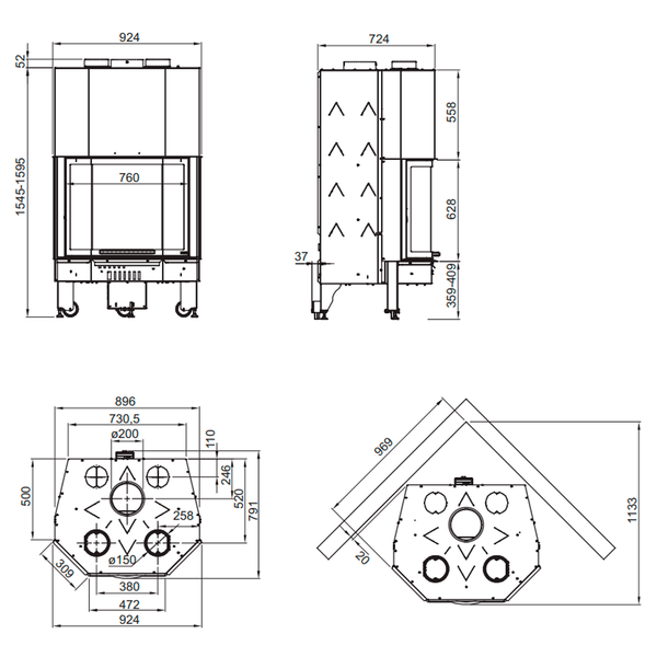 Камінна топка La Nordica MONOBLOCCO 750 PRISMATICO 453 фото