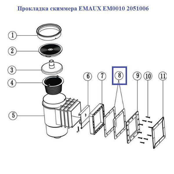 Прокладка скімера EMAUX EM0010 2051006 3216 фото