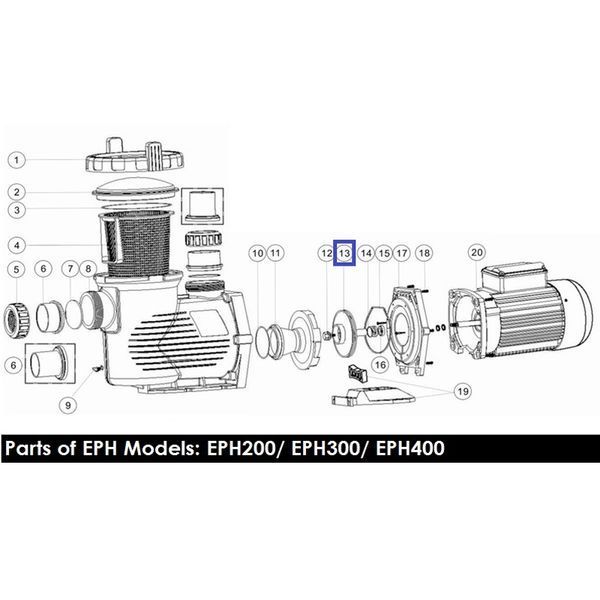 Крильчатка для насоса Emaux EPH300 01311048 2476 фото