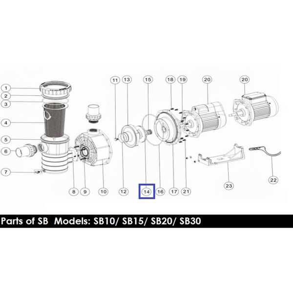 Крыльчатка для насоса Emaux SB20/SR20 01311003 2361 фото