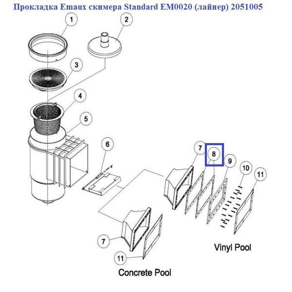 Прокладка Emaux фланця скімера EM0020 (лайнер) Wide 2051005 3272 фото