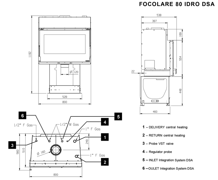 Камінна топка La Nordica FOCOLARE 80 CRYSTAL IDRO D.S.A. 1016 фото