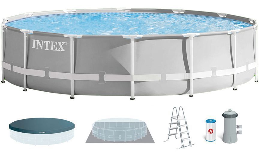 Каркасний басейн Intex 26724 (457х107 см) з картриджним фільтром, драбиною та тентом 18148 фото