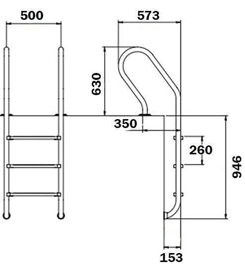 Лестница для бассейна Flexinox Mixta (3 ступени), AISI-304 8486 фото