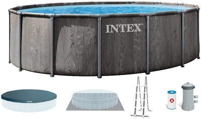 Каркасний басейн Intex 26742 GREYWOOD (457х122 см) з картриджним фільтром, драбиною та тентом 18150 фото