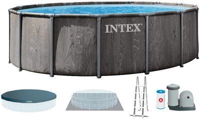 Каркасний басейн Intex 26744 GREYWOOD (549х122 см) з картриджним фільтром, драбиною та тентом 18151 фото