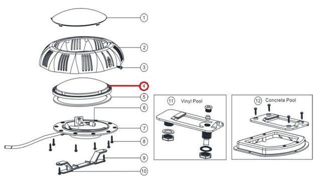 Лінза прожектора Emaux серії LED/UL-TP100 прозора 1040211 3252 фото