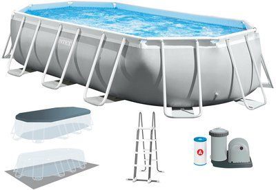 Каркасний басейн Intex 26798 OVAL (610х305х122 см) з картриджним фільтром, драбиною та тентом 18160 фото