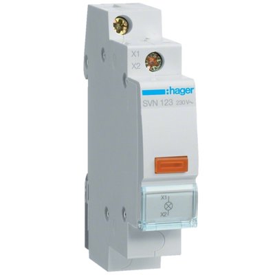 Індикатор Hager SVN123 LED 230 В, жовтий, 1 модуль 8287 фото