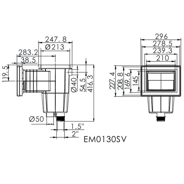 Скиммер под лайнер Emaux EM0130-SV Standart (квадратная крышка), с латунными вставками 3500 фото