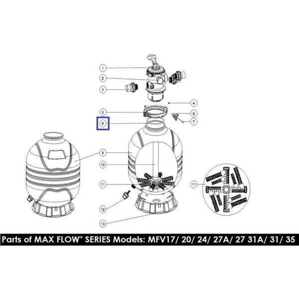 Гумова прокладка під 6-поз. кран для фільтра Emaux MFV (2010007) 2836 фото