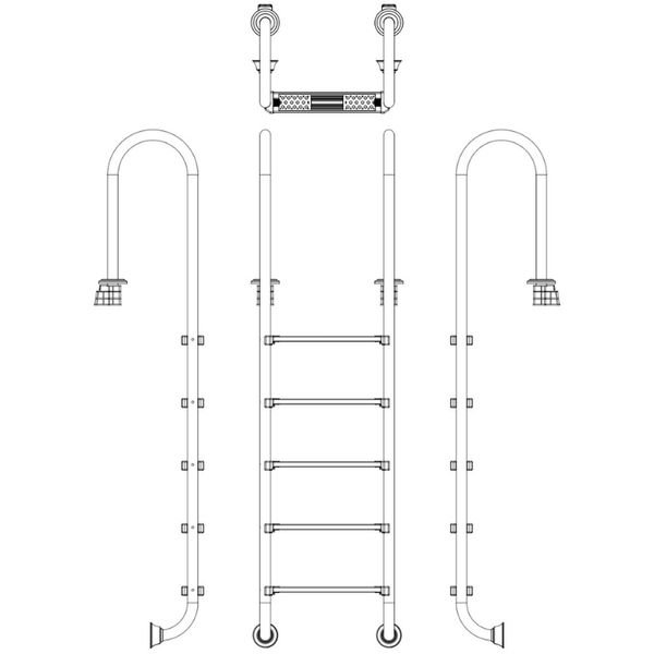 Сходи для басейну Emaux Muro NMU515-SR (5 сходинок), AISI-304 1502 фото