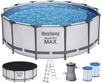 Каркасний басейн Bestway 5618W (396х122 см) з картриджним фільтром, драбиною та захисним тентом 18168 фото
