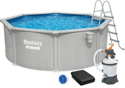 Збірний басейн Bestway Hydrium 56574 (360x122 см) з пісочним фільтром, драбиною та тентом 1118 фото