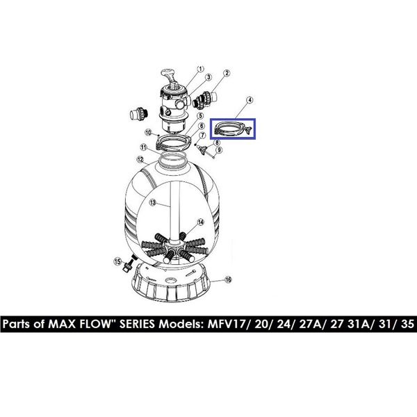 Хомут крепления 6-позиционный кран для фильтров Emaux серии MFV 89012512 2439 фото