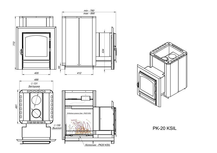 Печь для бани PK-20 KSIL anthracite 1320 фото