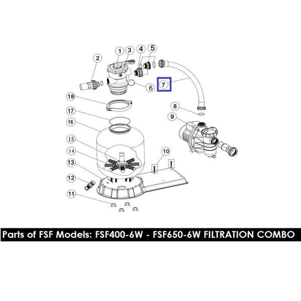 Шланг подключения фильтрационной установки Emaux с муфтами FSF450 89032201 2449 фото