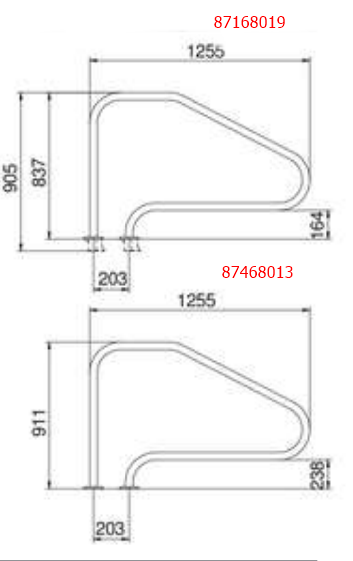 Поручень Flexinox 87168019 для римських сходів FX-01 (1255 мм, анкер, AISI-316L) 21374 фото