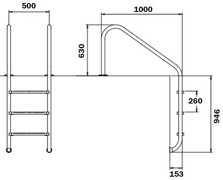 Сходи для басейну Flexinox Overflow (3 сходинки), AISI-316L 21380 фото