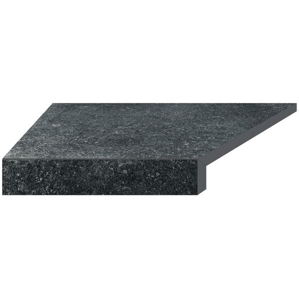 Кутовий Г-подібний елемент бортової плитки Aquaviva Granito Black, 595x345x50(20) мм (лівий/45°) 6615 фото