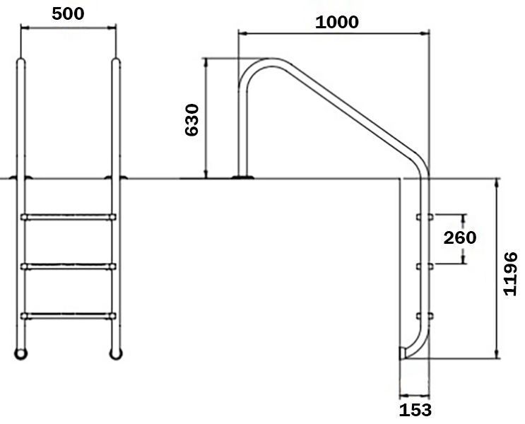 Сходи для басейну Flexinox Overflow (4 сходинки), AISI-316L 21383 фото